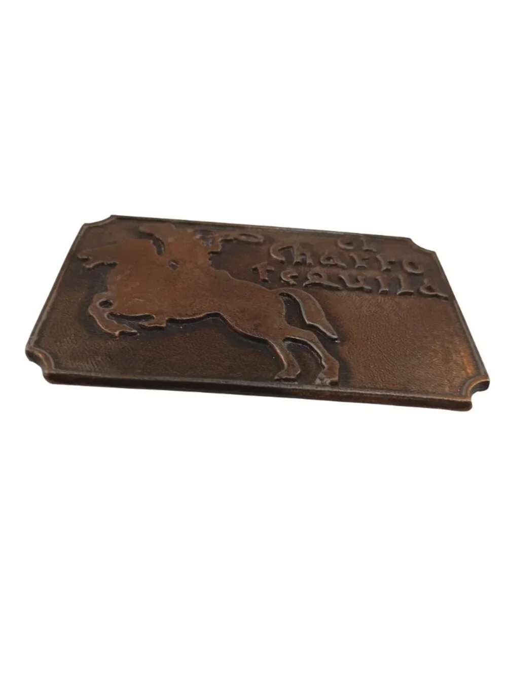 Vintage El Charro Tequila Belt Buckle Metal Bronco Embossed Design Product Of Me